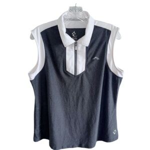 Jofit Womens Shirt XL Dark Gray Sleeveless 1/4 Zip Top Golf Tennis Pickleball
